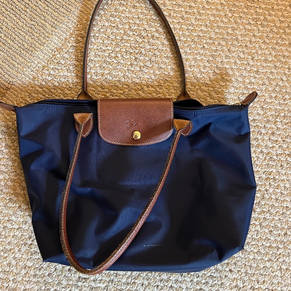 Longchamp Le Pliage Medium Nylon Shoulder Tote Blue
